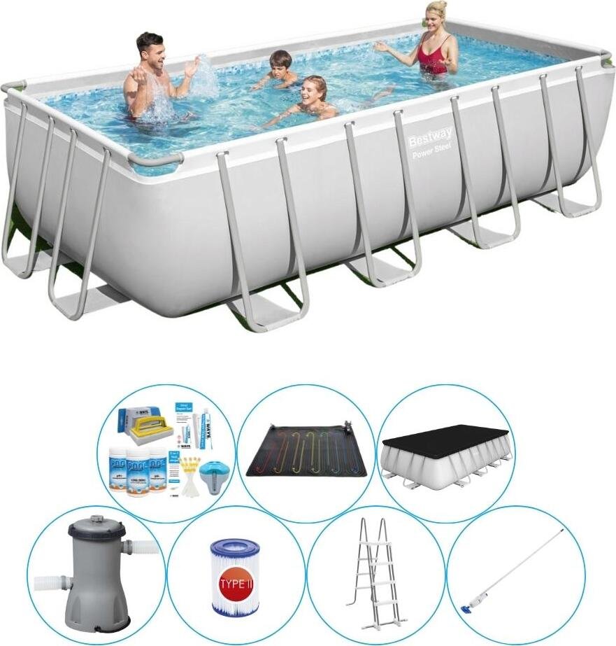 Basen wraz z akcesoriami - Bestway Power Steel 488x244x122 cm Prostokątny