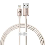 Kable USB - Baseus Crystal Shine Series kabel USB - Lightning 2,4A 20W 1,2m różowy CAJY001104 - miniaturka - grafika 1