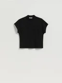 Bluzki damskie - Reserved - Bluzka z golfem - czarny - miniaturka - grafika 1