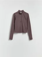 Bluzy damskie - Reserved - Bluza ze stójką - brązowy - miniaturka - grafika 1