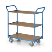 Wózki magazynowe - Wózek półkowy, 3 półki 500 x 800 mm, koła 125 mm z szarą gumą - miniaturka - grafika 1