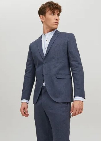 Jack & Jones Męska Granatowa Marynarka Klasyczna z Lnem 50 Jgd