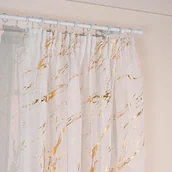 Firany - Gotowa firana w kolorze białym ze złotym zdobieniem, uszyta na taśmie, rozmiar 140x250 cm, Złoty marmurek - miniaturka - grafika 1