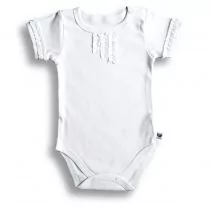 Body dla niemowląt - Nanaf Organic Retro, Body z krótkim rękawem z żabotem, białe - grafika 1