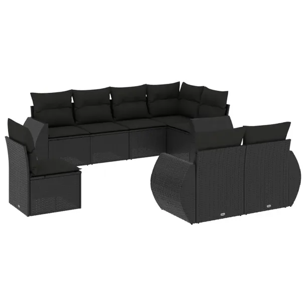 Zestaw mebli ogrodowych modułowych czarny rattan PE, 62 x 62 x 69 cm