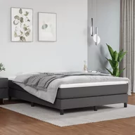 Łóżka - vidaXL Łóżko do sypialni kontynentalne, szare, 140x200 cm, obite sztuczną skórą - miniaturka - grafika 1