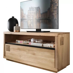 Szafka RTV I Drewniana z Dzikiego Dębu WZ-0159-5901 WZ-0159 Dąb G+K Meble Dąb Dziki Olejowany, Czarny - Szafki RTV - miniaturka - grafika 1