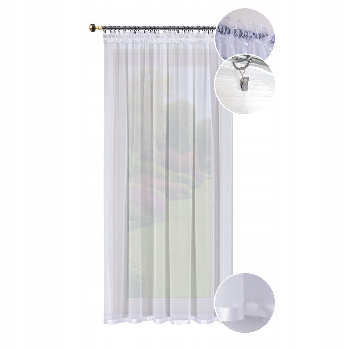 FIRANA DŁUGA GOTOWA WOAL 200x230 FIRANKA BALKONOWA