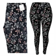 Legginsy - LEGINSY WYSOKI STAN KWIATY wygodne elastyczne miękkie kryjące 40 42 L XL - miniaturka - grafika 1