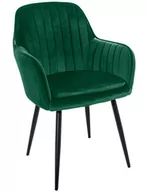 Fotele - Zestaw 2 szt foteli do salonu, gabinetu, sypialni czy jadalni MATEO - Aksamit Zielony / Nogi Czarne - miniaturka - grafika 1