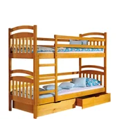 Łóżka dla dzieci i młodzieży - Łóżko Piętrowe Irek Dolmar Sosna Barwiona na Orzech - miniaturka - grafika 1