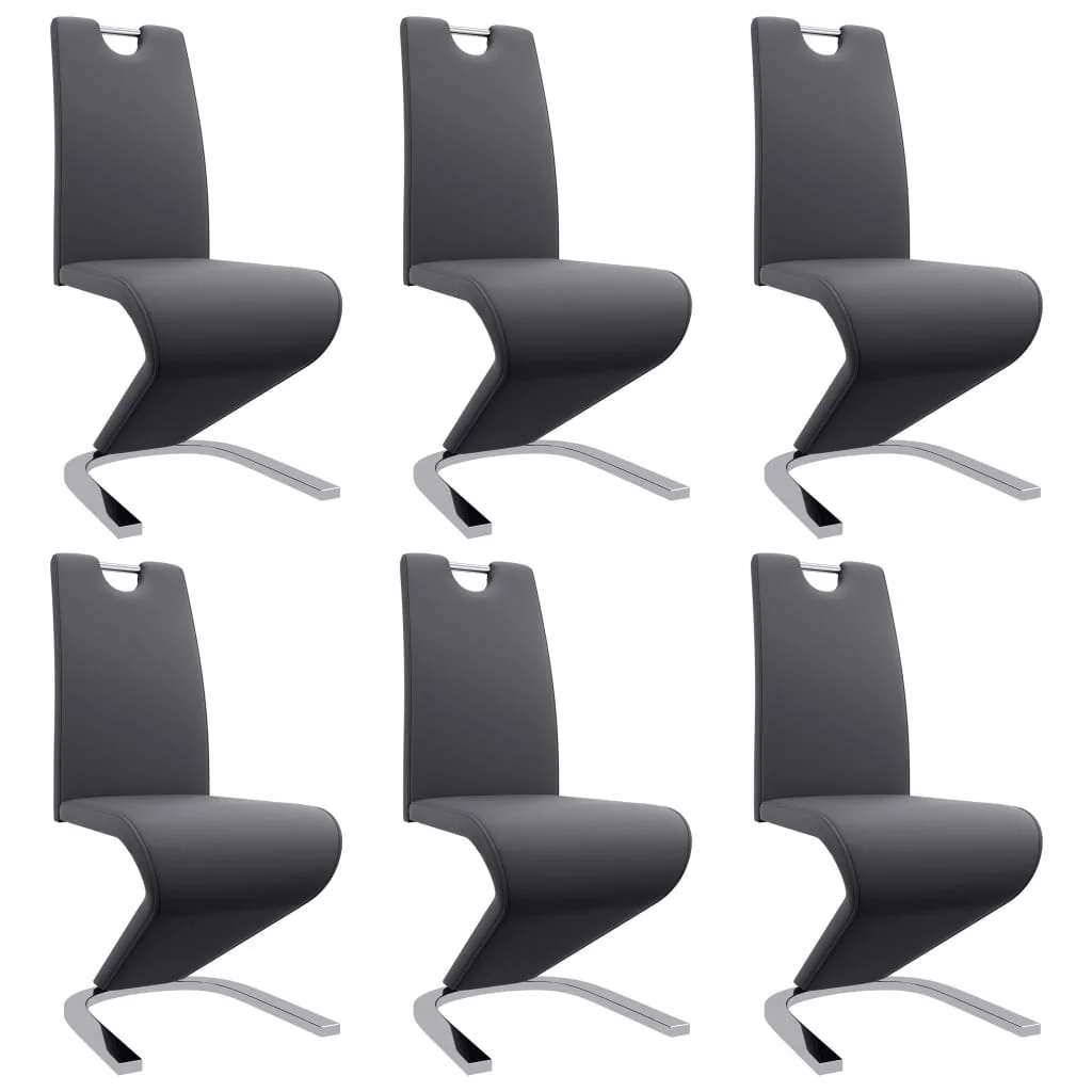 vidaXL Krzesła o zygzakowatej formie, 6 szt., szare, sztuczna skóra