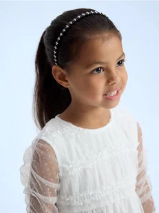 Reserved - Tiulowa sukienka z haftem - biały - Sukienki i spódniczki dla dziewczynek - miniaturka - grafika 1