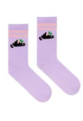 Skarpetki męskie - Skarpetki sportowe z bawełny organicznej fioletowe z kotem - miniaturka - grafika 1