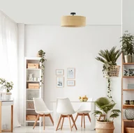 Lampy sufitowe - Abażurowy plafon sufitowy z elementem rattanu WENECJA BOHO fi - 40 cm - miniaturka - grafika 1