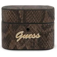 Akcesoria do słuchawek - Guess Guess Python Collection Etui Airpods Pro brązowy GUACAPPUSNSMLBR - miniaturka - grafika 1