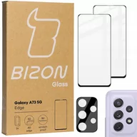 Szkła hartowane na telefon - Bizon Szkło hartowane Glass Edge - 2 sztuki + ochrona na obiektyw, Galaxy A73, czarne BGEGALA735G - miniaturka - grafika 1