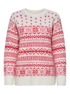 Swetry damskie - ONLY Sweter Xmas Nordic 15354824 Czerwony Regular Fit - miniaturka - grafika 1