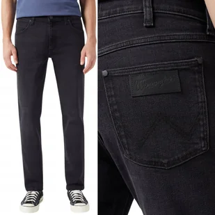Wrangler LARSTON SLIM TAPERED Film Noir ZWĘŻANE CZARNY DżINS W31 L32 - Spodnie męskie - miniaturka - grafika 1