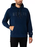 Bluzy męskie - Replay Męska bluza z kapturem, M6717, granatowa, L, Deep Navy 715, L - miniaturka - grafika 1