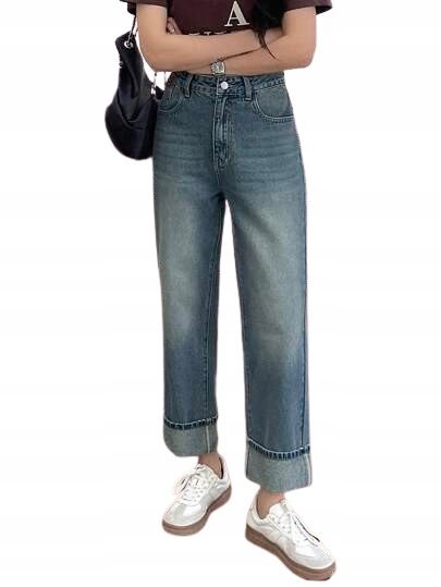 JEANSY DAMSKIE PROSTE NIEBIESKIE 7/8 CASUAL S ŁWL