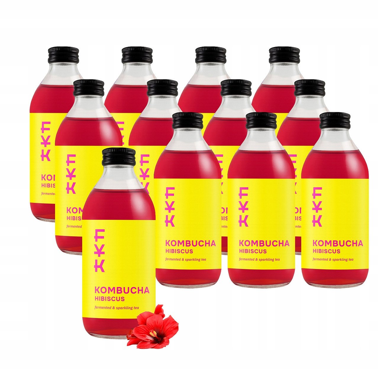 Kombucha Hibiskus Bio fermentowana herbata Probiotyk napój 330ml Fyk