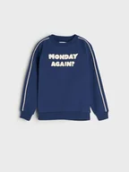 Swetry dla chłopców - Sinsay - Bluza z napisem - granatowy - miniaturka - grafika 1