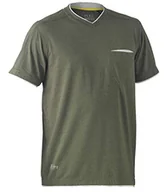 Koszulki męskie - Bisley Workwear UKBK1933_BTHY Flex & Move bawełniany T-shirt dekolt w serek krótki rękaw - zielony Marle, 6XL - miniaturka - grafika 1