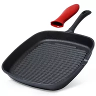 Patelnie - PATELNIA GRILLOWA ŻELIWNA 28cm Z SILIKONOWĄ NAKŁADKĄ CAST LINE 199045 - miniaturka - grafika 1