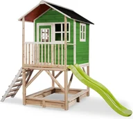 Place zabaw - Exit Domek drewniany dla dzieci ze zjeżdżalnią Loft 500 - zielony - miniaturka - grafika 1