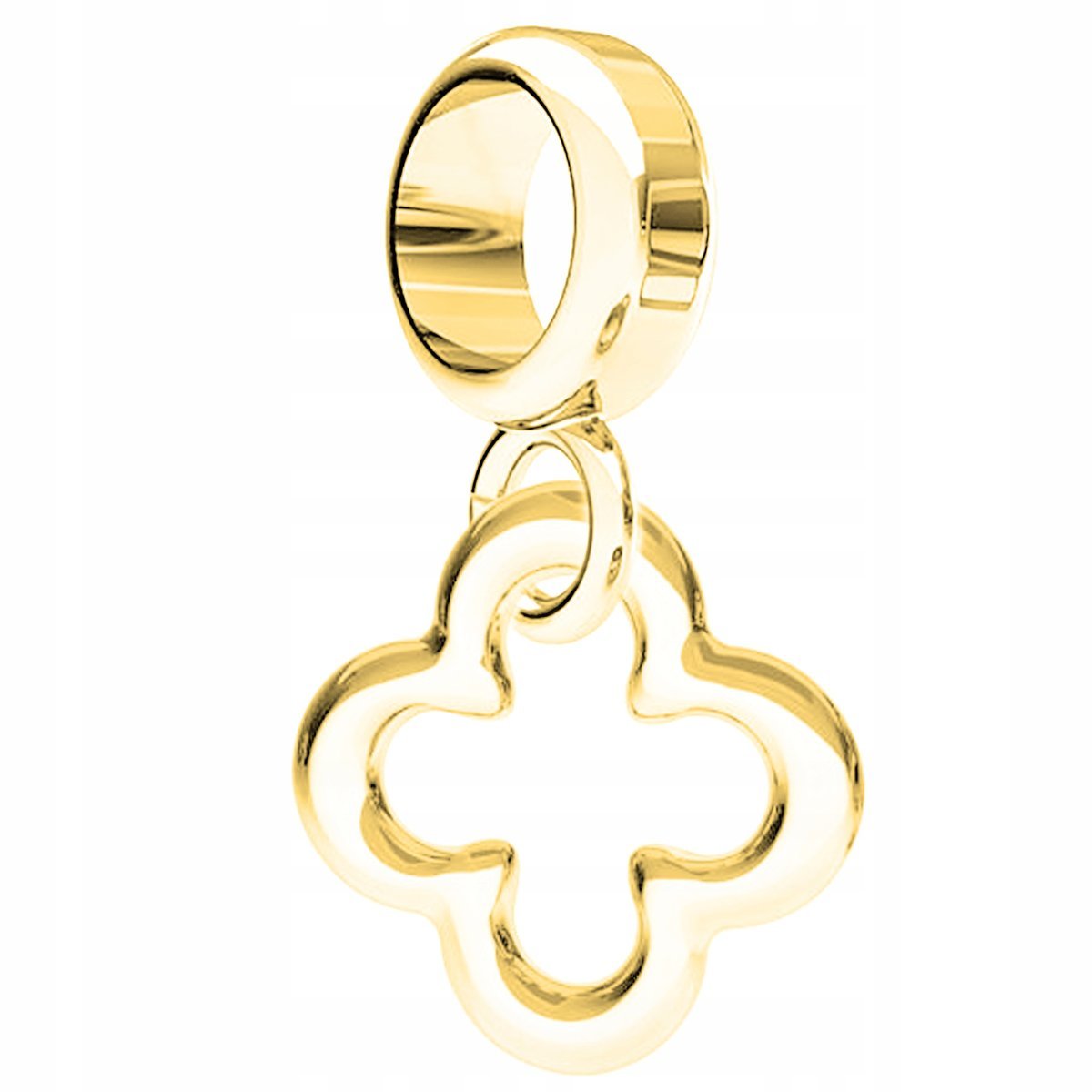 Charms Złoty z Kwiatkiem Koniczyny Kwiat Koniczynka Koniczyna SREBRO 925