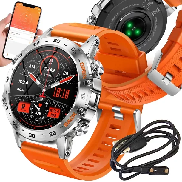 Zegarek Smartwatch Sportowy Rozmowy Męski Damski Polskie Menu Sport Pomarań