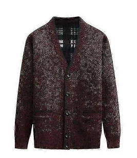 Sweter męski Cardigan Gruby ciepły sweter l wine red - Swetry męskie - miniaturka - grafika 1