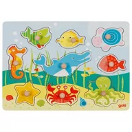 Układanki dla dzieci - Drewniana Układanka z Uchwytami Zwierzęta Morskie Puzzle - miniaturka - grafika 1