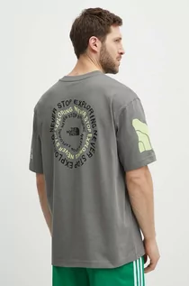 Koszulki męskie - The North Face t-shirt bawełniany męski kolor szary z nadrukiem NF0A87F60UZ1 - grafika 1