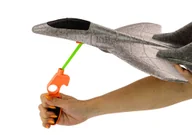 Samoloty i helikoptery - Szary Samolot Myśliwiec Styropianowy Z Procą Wyrzutnia - miniaturka - grafika 1