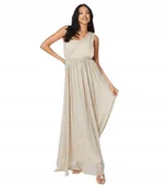 Sukienki - Coast Beżowa Sukienka Maxi na Jedno Ramię Błyszcząca 38 Hke - miniaturka - grafika 1