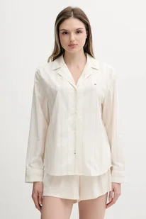 Tommy Hilfiger koszula piżamowa bawełniana kolor beżowy bawełniana UW0UW05764 - Piżamy damskie Tommy Hilfiger koszula piżamowa bawełniana kolor beżowy bawełniana UW0UW05764 - Piżamy damskie - miniaturka - grafika 1