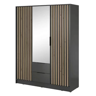 Szafa dwudrzwiowa NELLY 3D Grafit z lustrem - Szafy - miniaturka - grafika 1