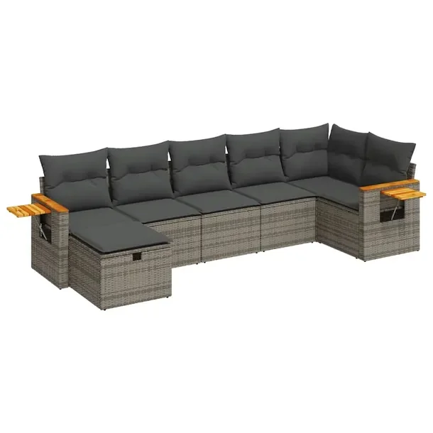 Zestaw wypoczynkowy na taras szary rattan PE, 55 x 62 x 69 cm
