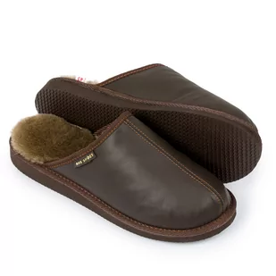 Ire Shoes Kapcie Męskie Owcza Wełna Skórzane r.44 - Kapcie męskie - miniaturka - grafika 1