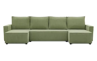 Narożnik 4-osobowy, sztruksowy, Lucca U, 302x142x85 cm, oliwkowy - Narożniki - miniaturka - grafika 1