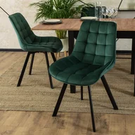 Krzesła - Zestaw 4x Krzesło Tapicerowane do Salonu RICK Zielone Welurowe Nowoczesne Loft - miniaturka - grafika 1