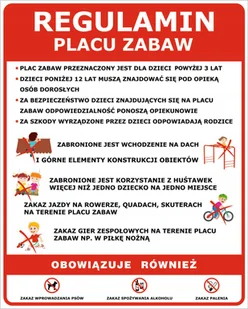 Tablica Regulamin placu zabaw 3, 48x60cm PCV 5mm - Akcesoria BHP - miniaturka - grafika 1