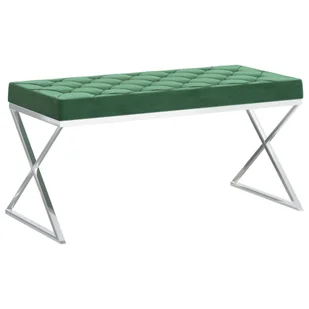 VidaXL Ławka, 97 cm, ciemnozielona, aksamit i stal nierdzewna 289052 VidaXL - Ławki do przedpokoju - miniaturka - grafika 1