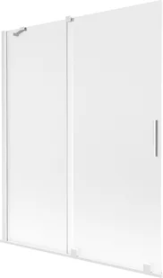 Mexen Velar parawan nawannowy 2-skrzydłowy rozsuwany 140 x 150 cm, szron, biały - 896-140-000-31-20 - Parawany nawannowe - miniaturka - grafika 1
