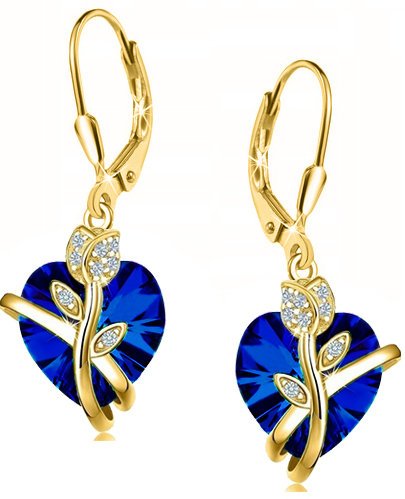 Kolczyki srebrne wiszące damskie serca srebro 925