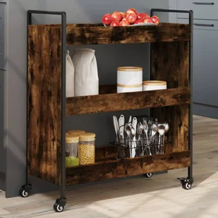 Wózek kuchenny dąb wędzony 70x30x82 cm materiał drewnopochodny - Wózki kuchenne - miniaturka - grafika 1