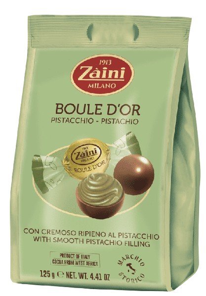 ZAINI CZEKOLADOWE PRALINY PISTACJOWE BOULE D’OR PISTACCHIO 125G NA PREZENT