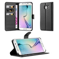 Etui i futerały do telefonów - Etui Cadorabo do Samsung Galaxy S6 EDGE w kolorze PHANTOM BLACK Etui na telefon komórkowy z magnetycznym zamknięciem, funkcją podstawki i miejscem na karty Etui Etui ochronne Etui z klapką w stylu książki - miniaturka - grafika 1